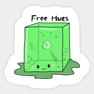 Kawaii Gelatnous Cube - Free Hugs Sticker